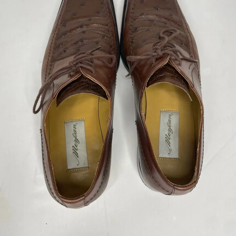Mezlan Ostrich Leather Alberta Oxford Dress Shoes, Men's 9.5M Brown‎ Luxury